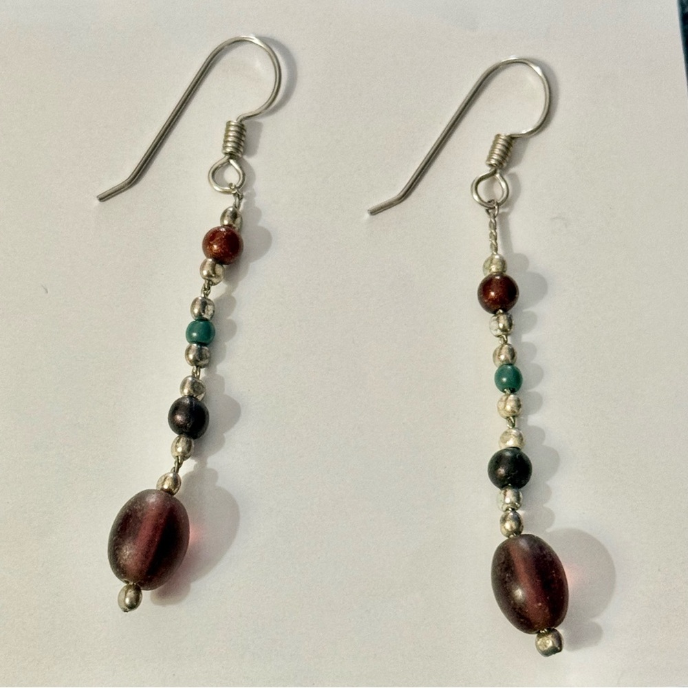 Handmade beaded dangle earrings